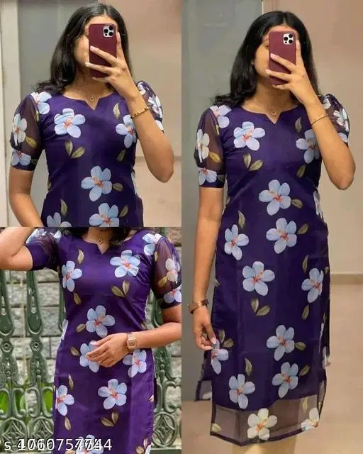 Floral Organza Kurti for Women, Pack of 50 (Purple, XXS)