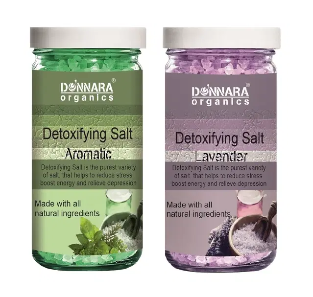 Donnara Organics Aromatic & Lavender Detoxifying Bath Salt Crystal, 200 g, Set of 2