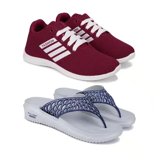 Combo of Casual Shoes & Flip Flops for Women, Pack of 2 (Multicolor, 6)