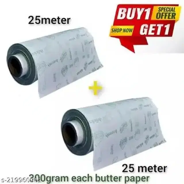 Food Wrapping Butter Paper, Pack of 2, 25 m