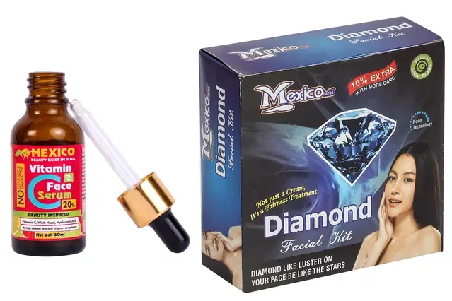 Maxico Herbs Diamond Facial Kit with Vitamin C Serum (30 ml), Pack of 2