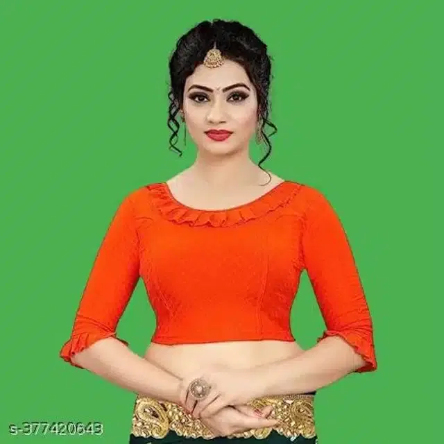 Three-Quarter Sleeves Blouse for Women (Orange, 30)