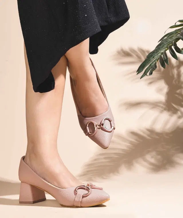 JM Looks Stylish Heels for Women (Peach, 3)