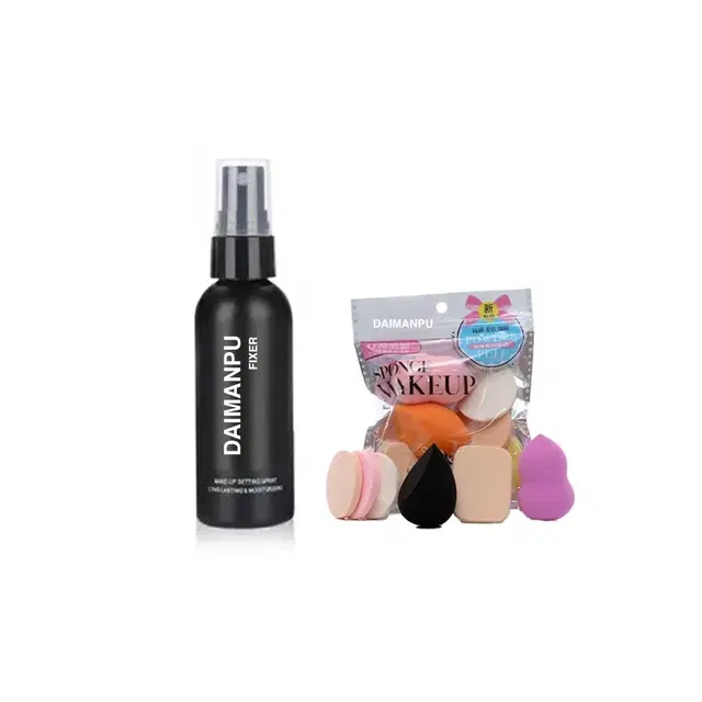 Daimanpu Makeup Fixer, 100 ml with Beauty Blenders, Multicolor, Set of 2