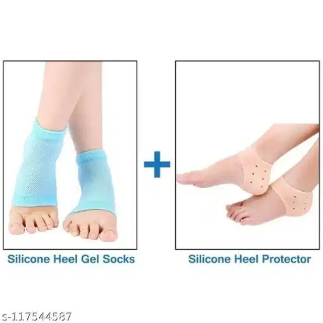 Moisturizing Silicon Gel Socks with Foot Pad, Assorted, Set of 2