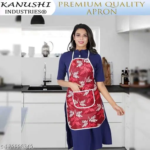 KANUSHI Industries® Apron for Kitchen Waterproof with Front Pocket(Maroon)(APRON-1-PC-MAROON-SMALL-LEVS)