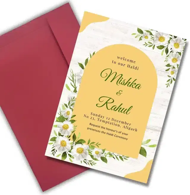 Haldi Ceremony Greetings with Envelope, Multicolor