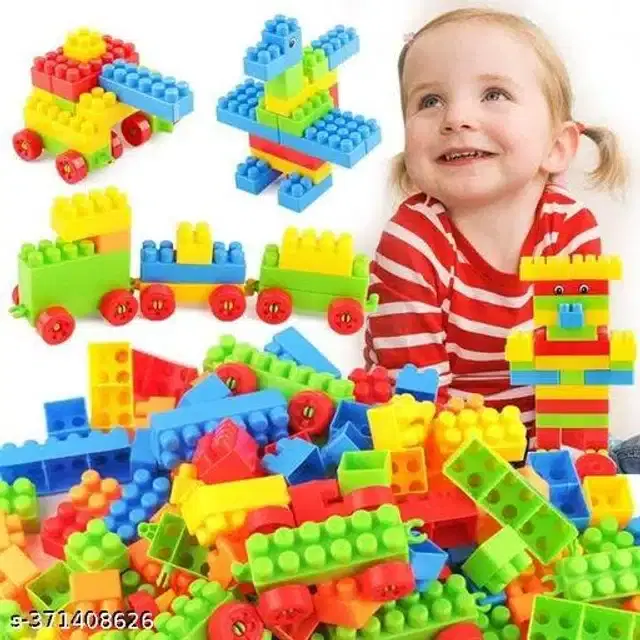 Plastic Block Toys for Kids, Multicolor, Set of 80