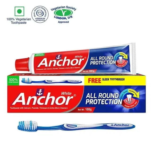 Anchor White Toothpaste 100 g + Free Premium Toothbrush