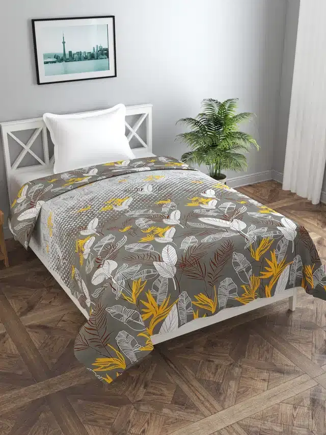 Single Duvet Cover with Zipper, Grey, 60x90 Inches