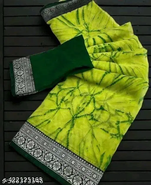 Georgette Printed Saree for Women, Green (6.3 m)