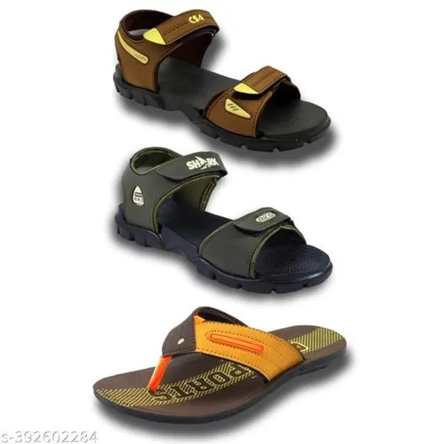 Sandals with Flipflop for Men, Pack of 3 (Multicolor, 6)