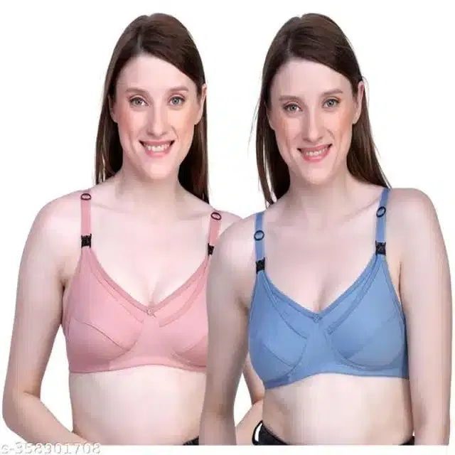 Polycotton Feeding Bra for Women, Pack of 2 (Assorted, 32B)