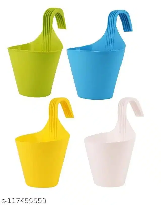 Plastic Hanging Planters, Multicolor, Pack of 4
