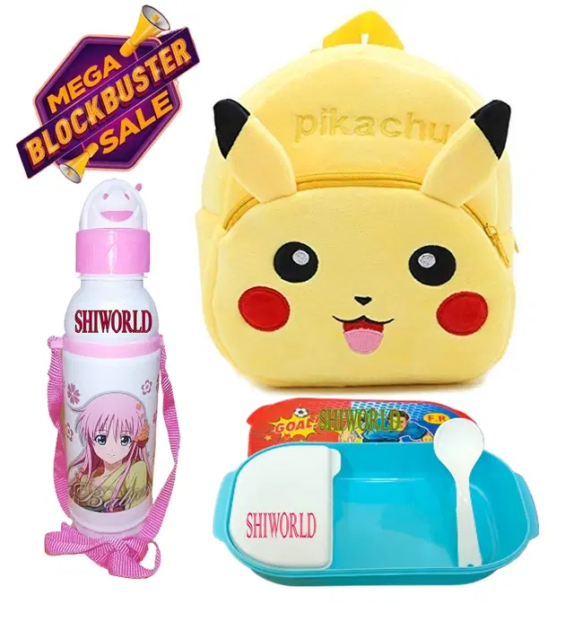 Kids Backpacks with Lunch Box & Water Bottle, Multicolor, Pack of 3
