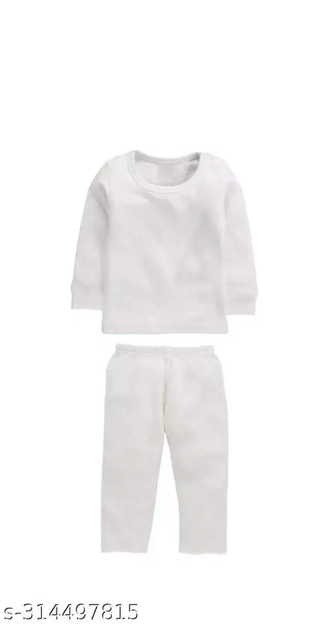 Woolen Thermal Clothing Set for Kids (White, 0-3 Months)