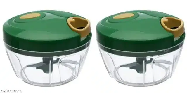 Plastic Vegetable Chopper, Green, 450 ml, Pack of 2