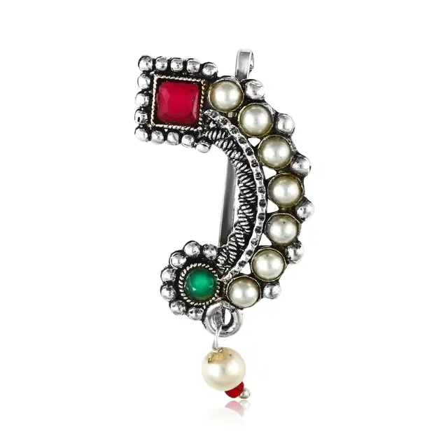Oxidised Silver Alloy Nosepin for Women (Multicolor)
