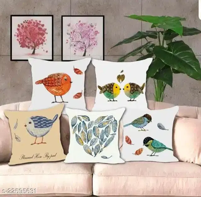 Cushion Cover for Home, Multicolor, 16x16 inches, Pack of 5