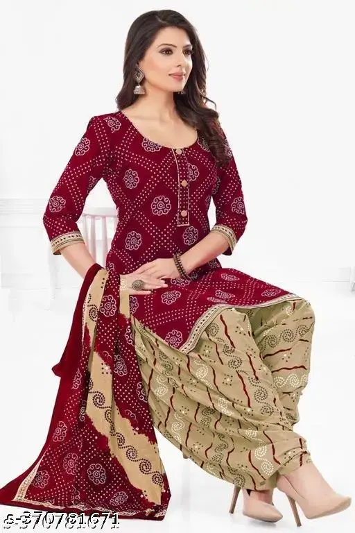 Crepe Printed unstitched suits for women, Maroon