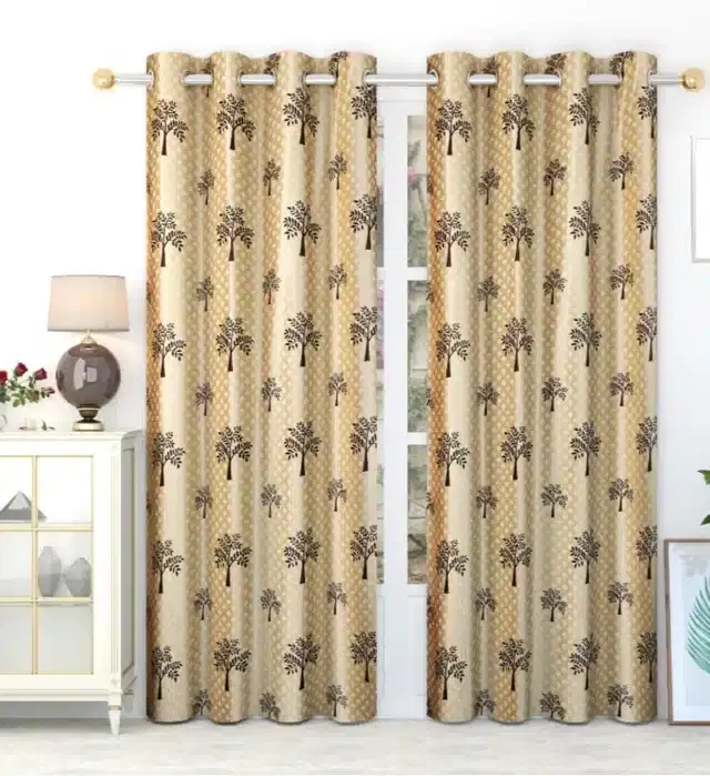 Window Curtains, Pack of 2, Beige, 4x5 feet