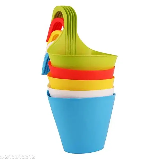 Plastic Hanging Planters, Multicolor Pack of 5