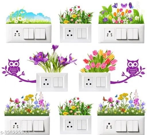 PVC Switch Board Stickers, Multicolor, 32x48 cm, Pack of 10