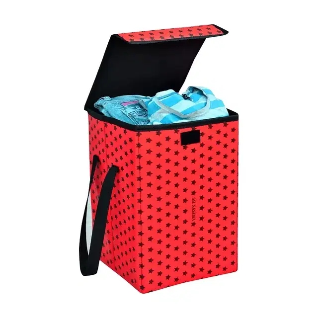 Canvas Laundry Basket ,Red