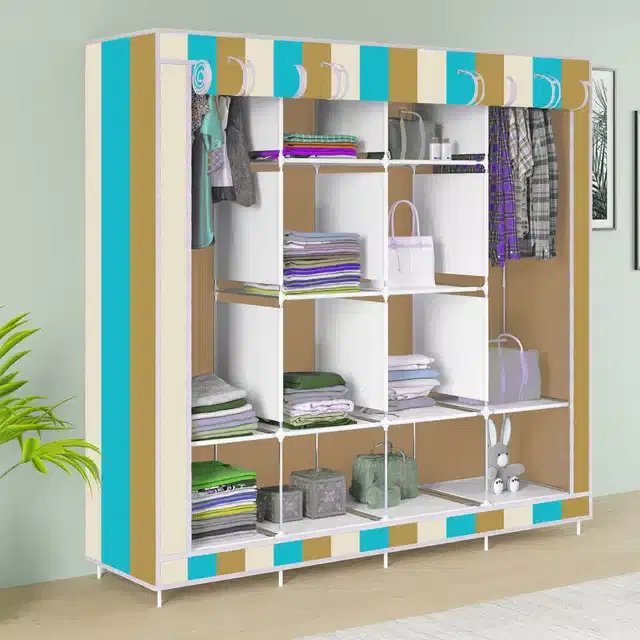 Carbon Steel 3 Door 12 Shelf Printed, Multicolor
