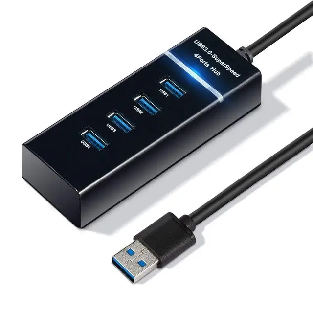 Premium Hi-Speed 4 Type A Ports USB Hub, Black