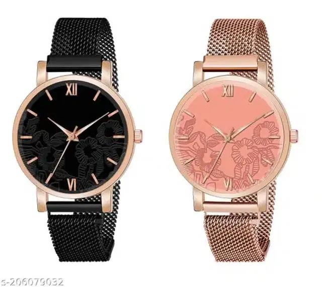 Analog Watch for Women, Pack of 2 (Multicolor)