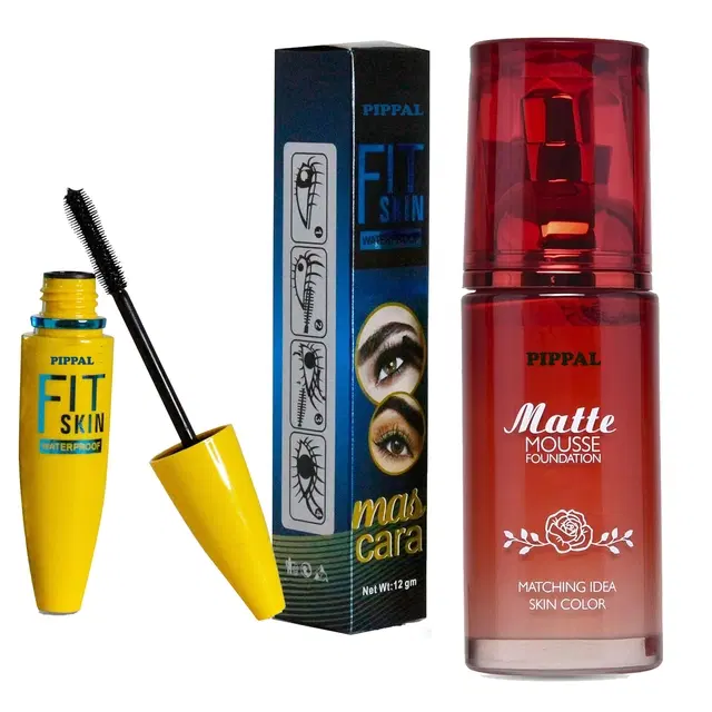 Pippal Matte Mouse Foundation, 60 ml with Fit Skin Mascara, 12 ml, Set of 2