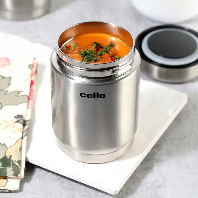 Cello Supee Vacusteel Soup & Food Flask, 400 ml | Pack of 1 | Hot & Cold Up To 8 Hours | Wide Mouth