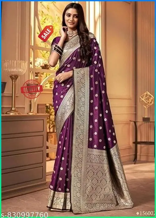 Kanjeevaram Zari Woven Saree for Women (Purple, Free Size)