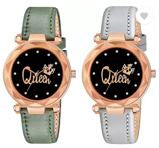 Analog Watch for Women & Girls, Pack of 2 (Multicolor)