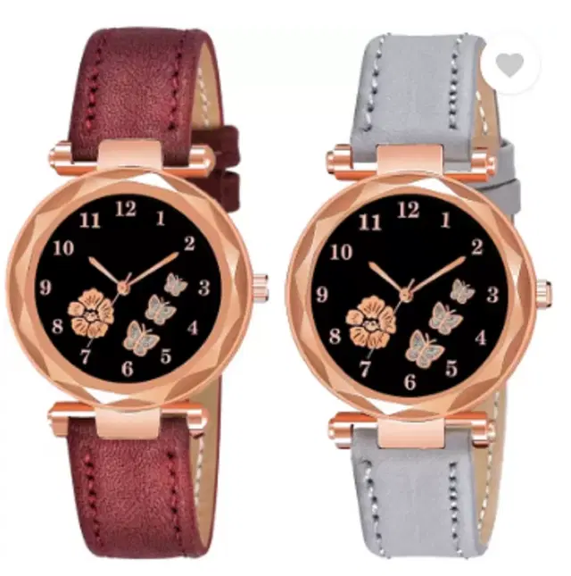 Analog Watch for Women & Girls, Pack of 2 (Multicolor)
