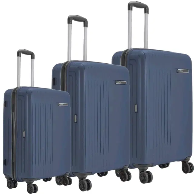Safari Lancer Set of 3 Trolley Bags with 360° Spinner 8 Wheels, Blue [Small, Medium, Large]