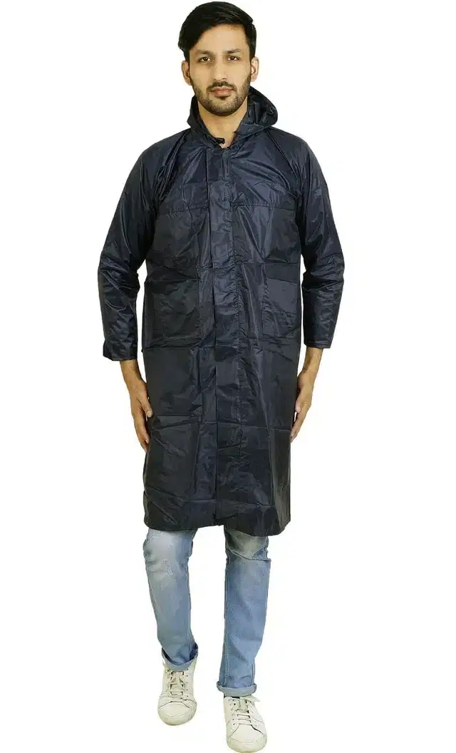 Nylon Waterproof Raincoat for Men, Black, XXL