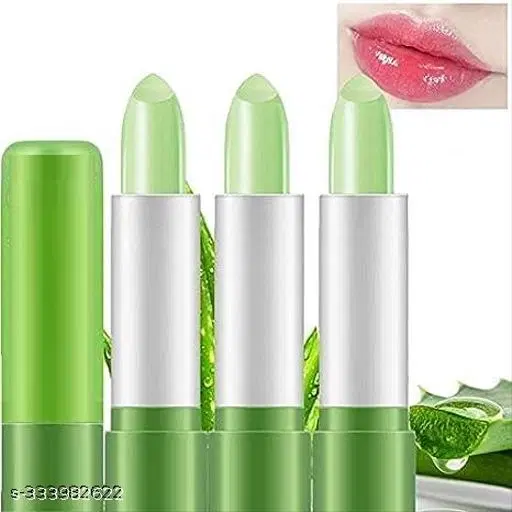 Kayi Aloe Vera Lipstick, Long Lasting Nutritious Soothing Lip Balm, Lips Moisturizing Magic Temperature Color Change Lipstick, Lip Care pack of 3