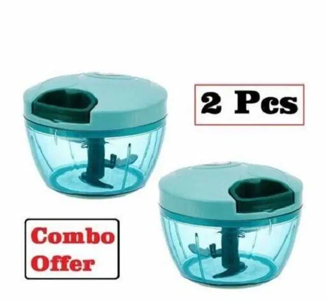 Leppy Products Manual Vegetable Handy Chopper And Quick Cutter Machine For Kitchen, 450 ml, Green, Pack Of 2, A-10