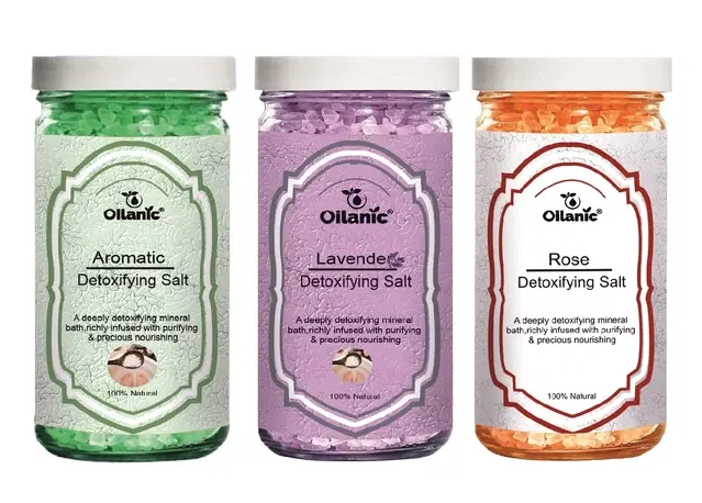 Oilanic Aromatic, Lavender & Rose Detoxifying Bath Salt Crystal, 200 g, Set of 3