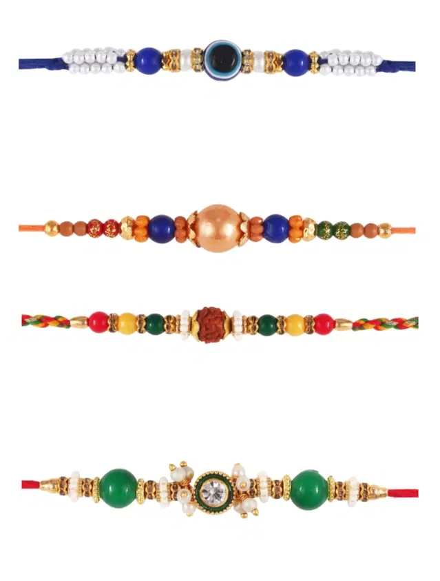Designer Rakhi for Rakshabandhan, Multicolor, Pack of 4