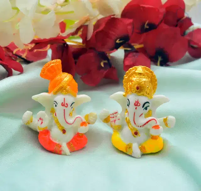 Decorative Ganesh Idol, Multicolor, Pack of 2