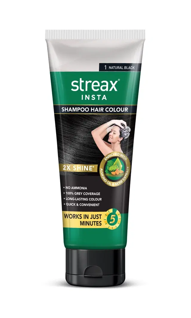 Streax Insta Shampoo Hair Color Natual Black 60 ml