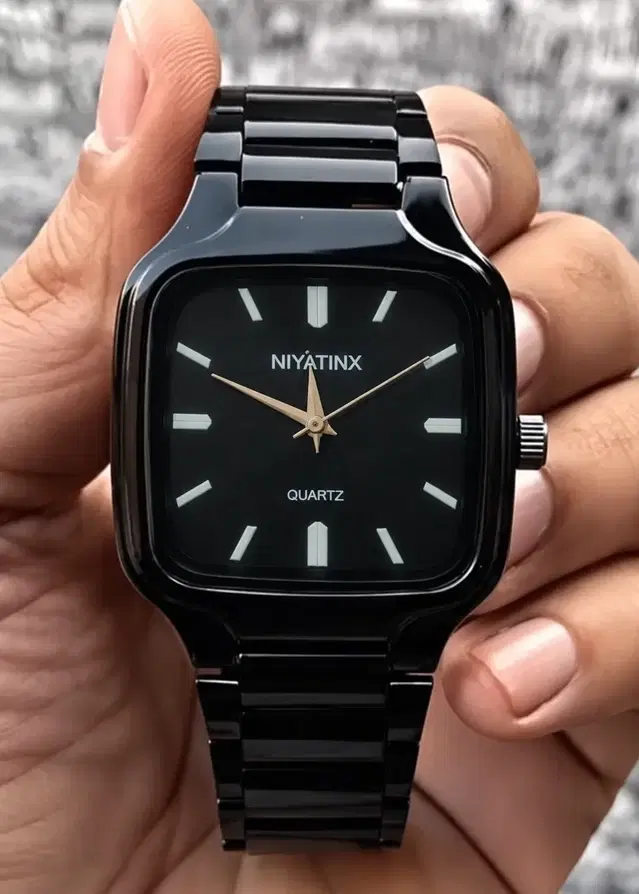 Mens Analog Watches  Solid Black  PU(Free Size)