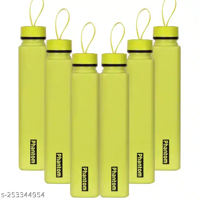 Plastic Water Bottles Set, Pack of 6, Green, 1000 ml