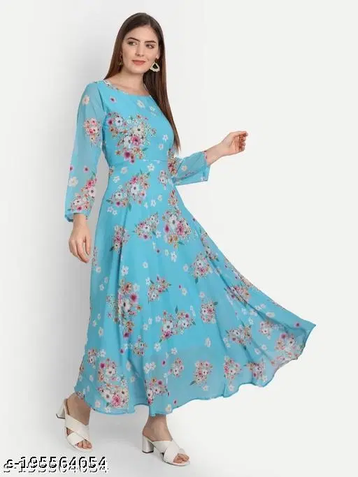 Fashionable Dresses for Women (Aqua Blue, S)