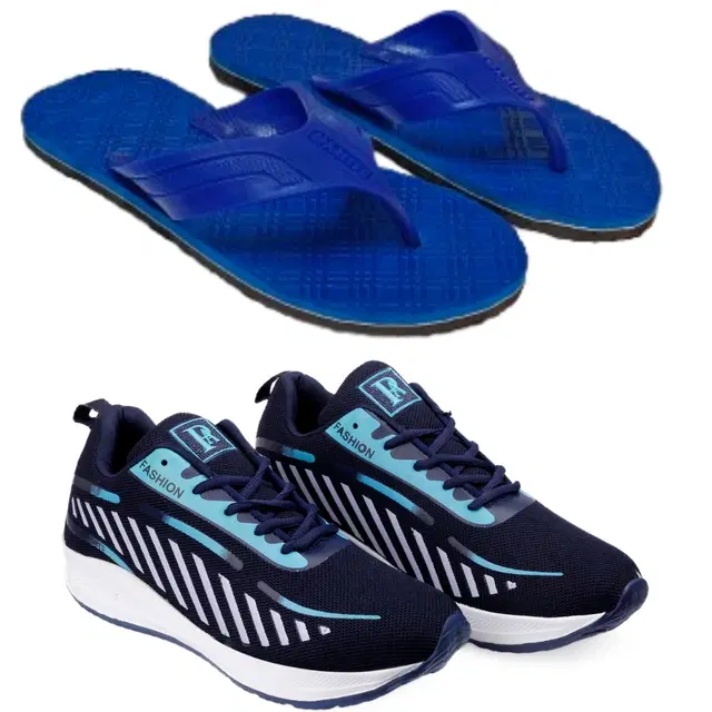 Combo of Flipflops with Sports Shoes for Men, Set of 2 (Multicolor, 10)