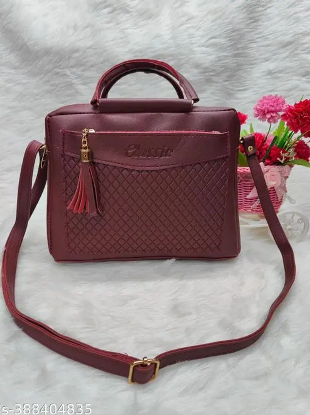 PU Sling Bag for Women (Maroon)