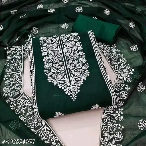 Chanderi Cotton Punjabi/All Over Suits for Women (Green, Un Stitched)